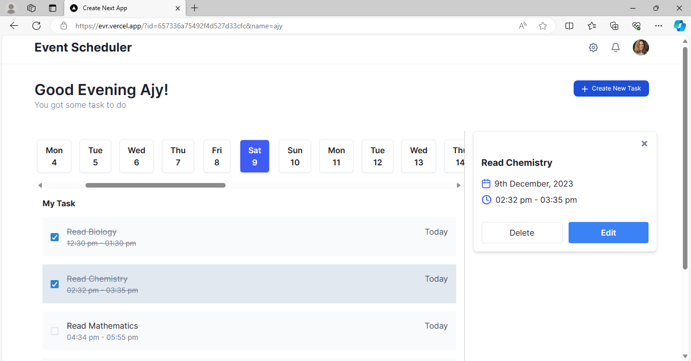 A snap of the app